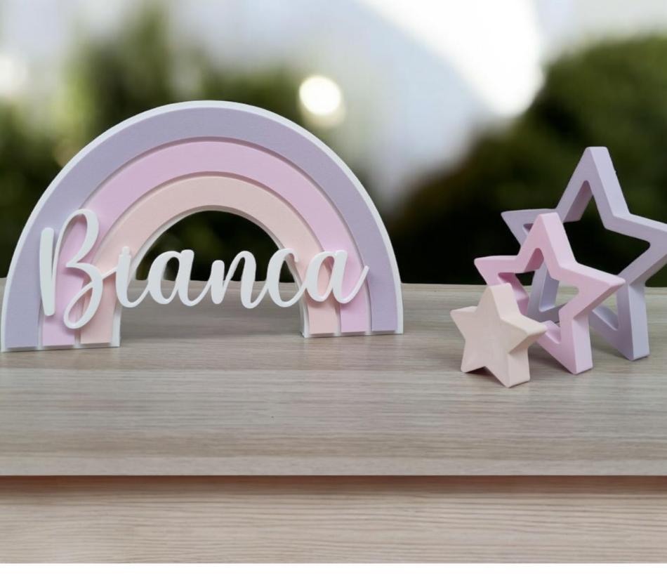 Arcobaleno con nome personalizzabile per decorare la camera dei più piccoli - colori assortiti