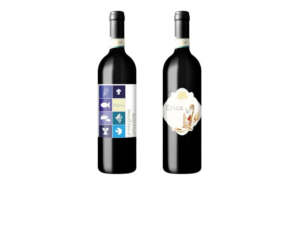 Bottiglia di vino con etichetta da personalizzare per comunione o cresima