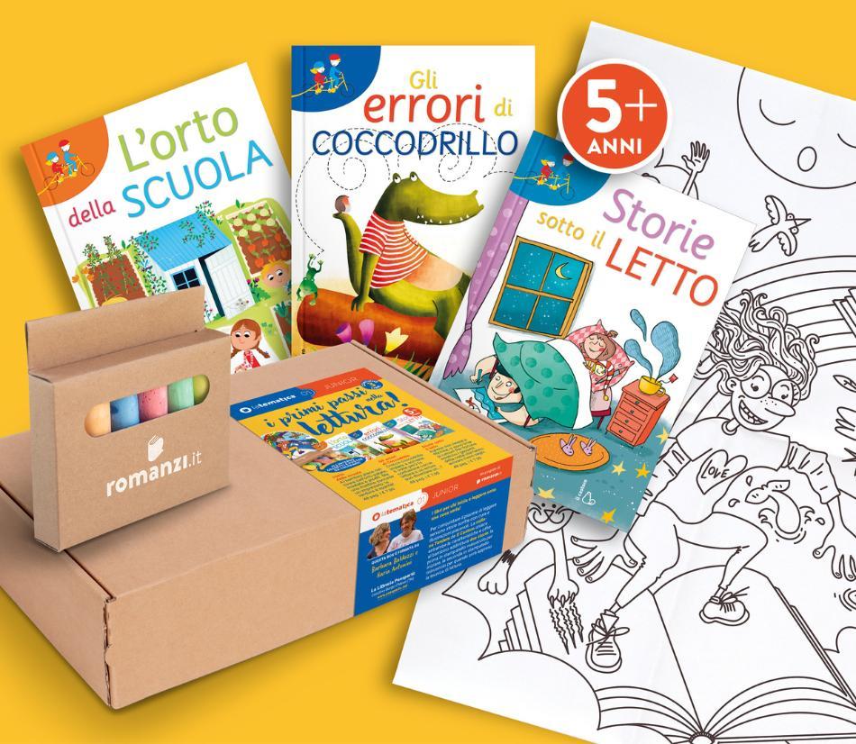 Box Junior - 3 libri per bambini che iniziano a leggere + gessetti e poster da colorare