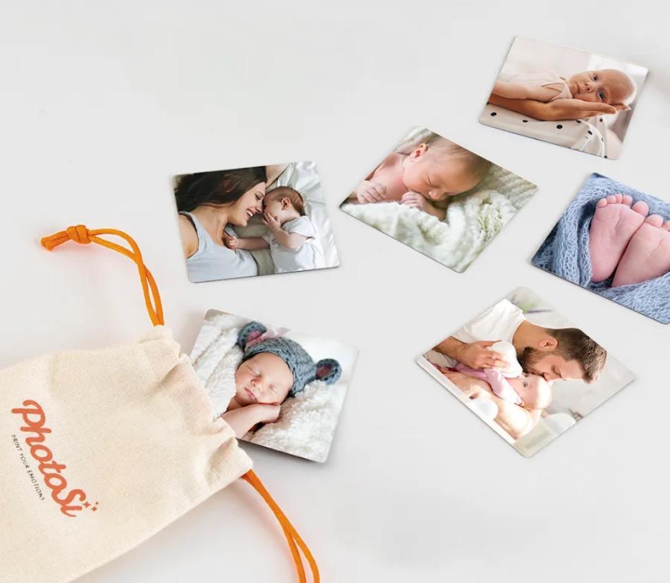 Calamite da personalizzare per la nascita con sacchetto elegante in cotone