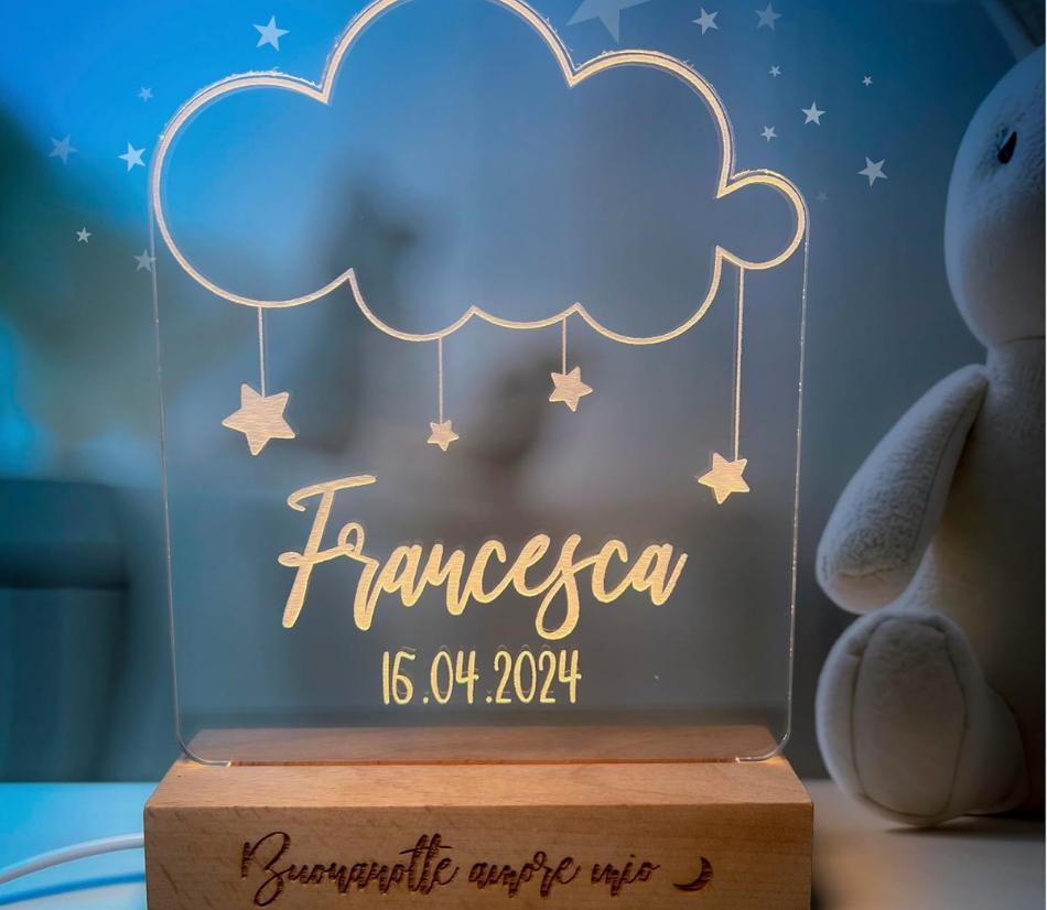 Lampada personalizzata con nome con luce notturna - Vari colori disponibili