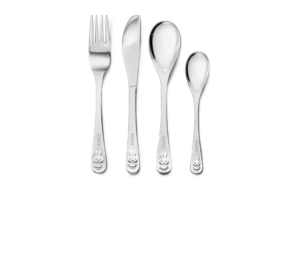 Set di 4 posate in acciaio inox personalizzabili con il nome