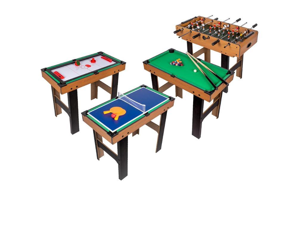 Tavolo multigame 4 in 1: biliardo, ping pong, hockey e biliardino