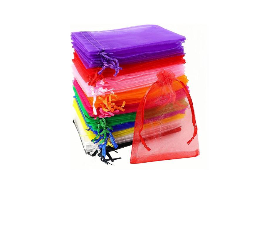100 pezzi sacchetti organza, 10 x 15 cm multicolore