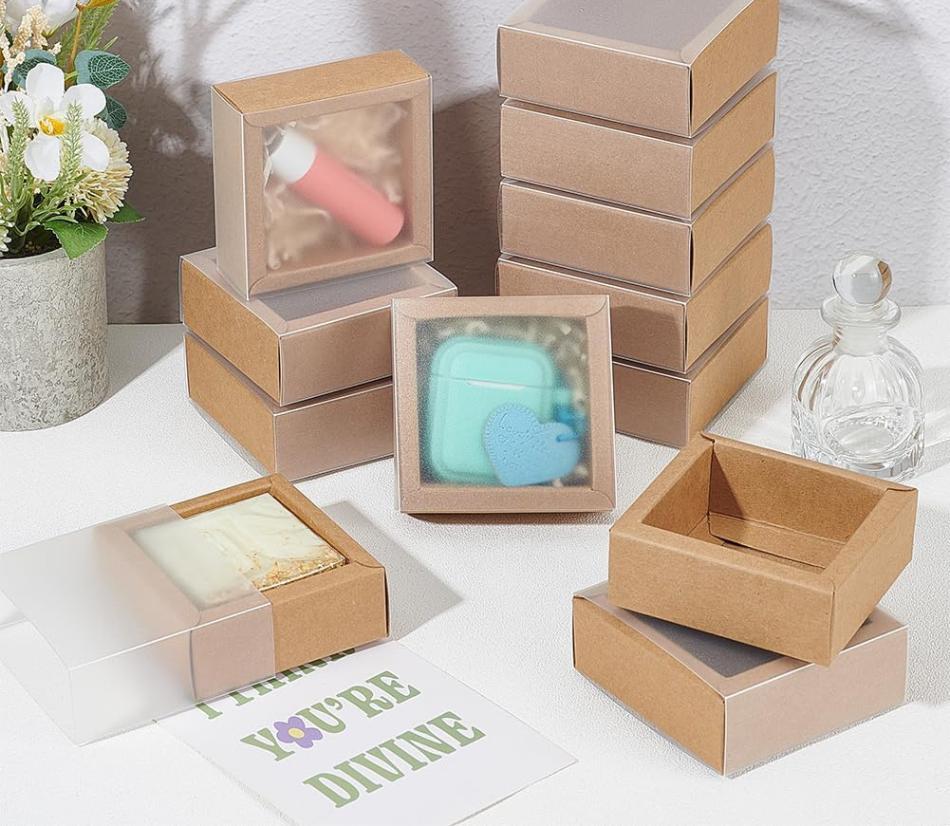 12 pezzi scatola quadrata in cartone kraft 8,3x8,3x3cm