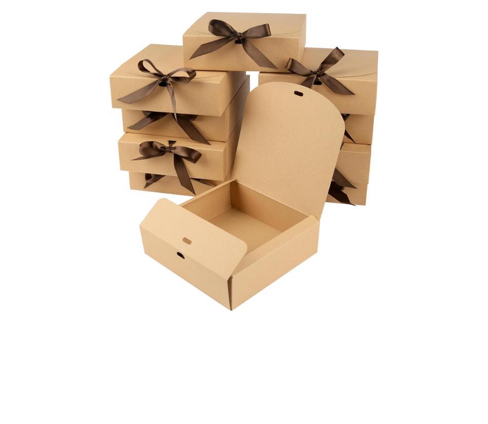 12 pezzi scatole regalo in cartone marrone, 16 x 16 x 5 cm