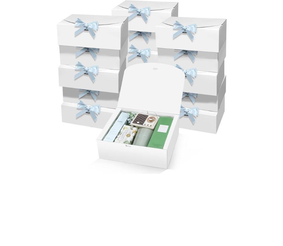 15 pezzi scatole regalo con coperchi, 25cm x 20cm x 10cm bianco confezione regalo in carta kraft