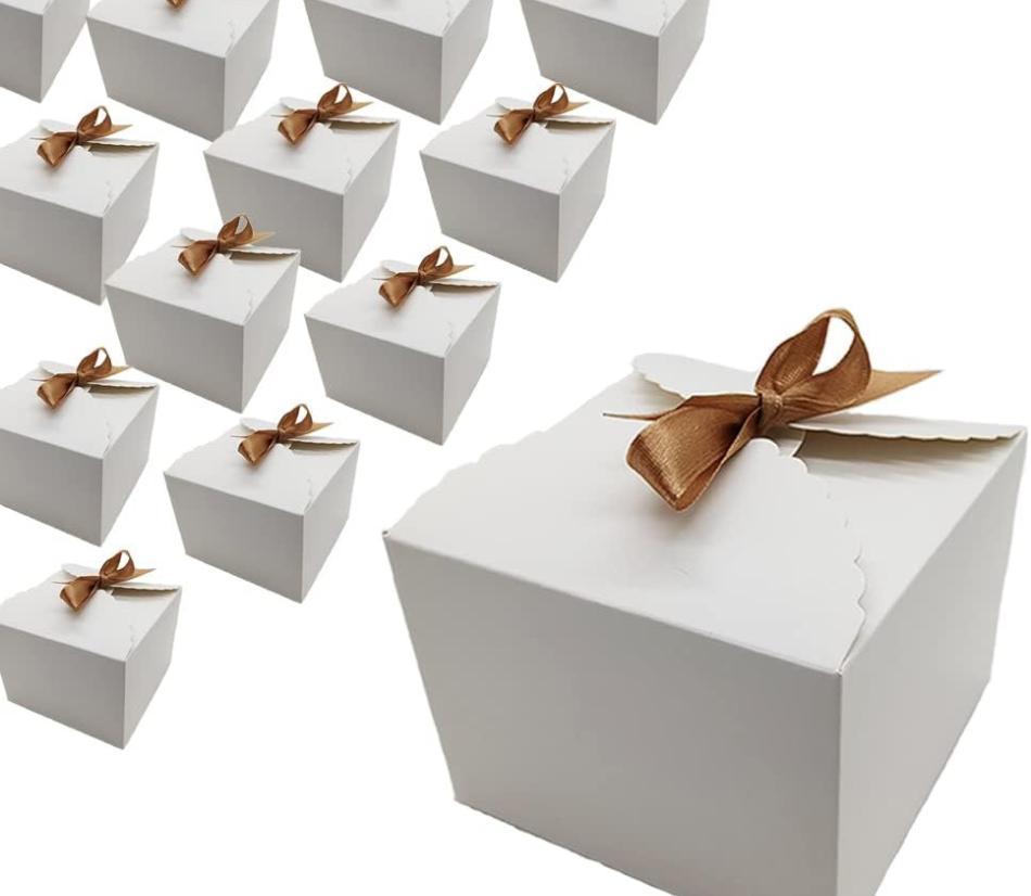 20 pezzi scatole regalo con nastro, 12 x 12 x 9 cm