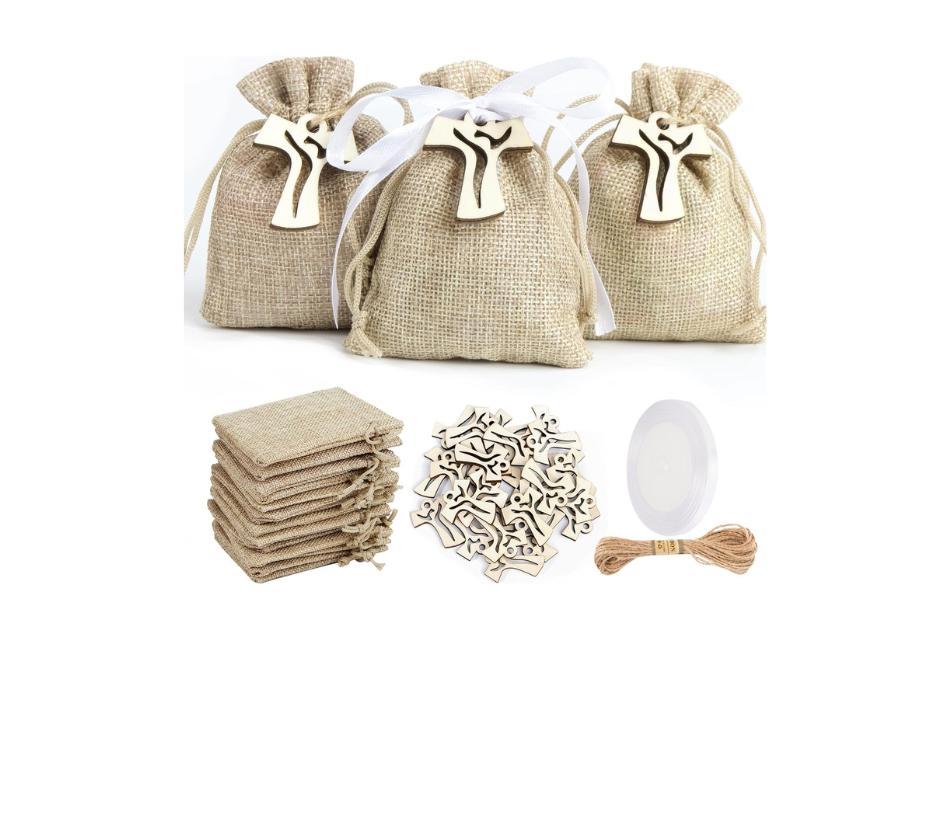 24 pezzi sacchetti iuta bomboniere confetti 10x8cm