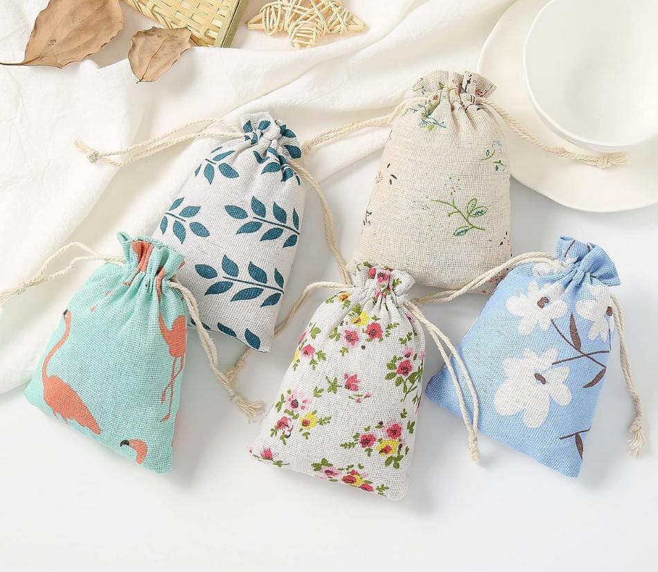 25pz sacchetti di cotone con coulisse 10x14cm