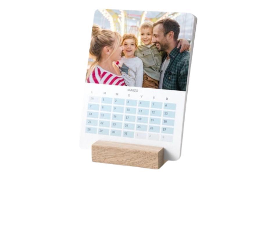 Calendario da tavolo con supporto in legno da personalizzare con foto