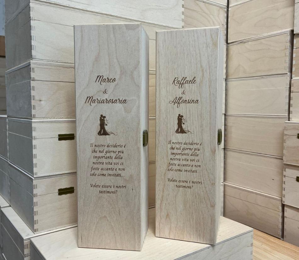 Cassette per vino in legno da personalizzare con dedicata, foto o loghi
