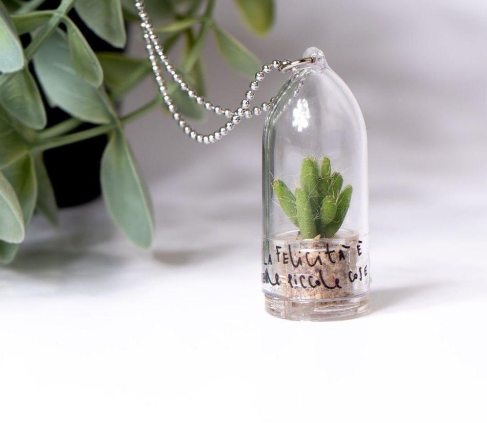 Collana con bonsai all'interno di un'ampolla di vetro soffiato - Varianti disponibili
