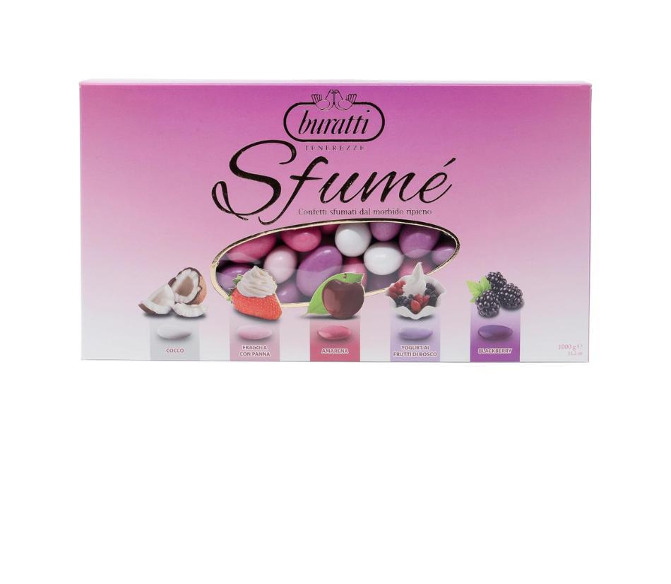 Confetti con mandorle tostate ricoperte di cioccolato, bianco ai molteplici gusti, tenerezze sfumè rosa - 1000 g