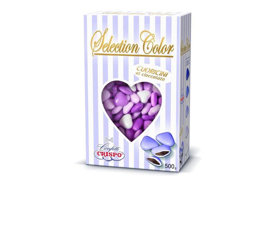 Confetti cuoricini cioccolato fondente lilla sfumati 500gr