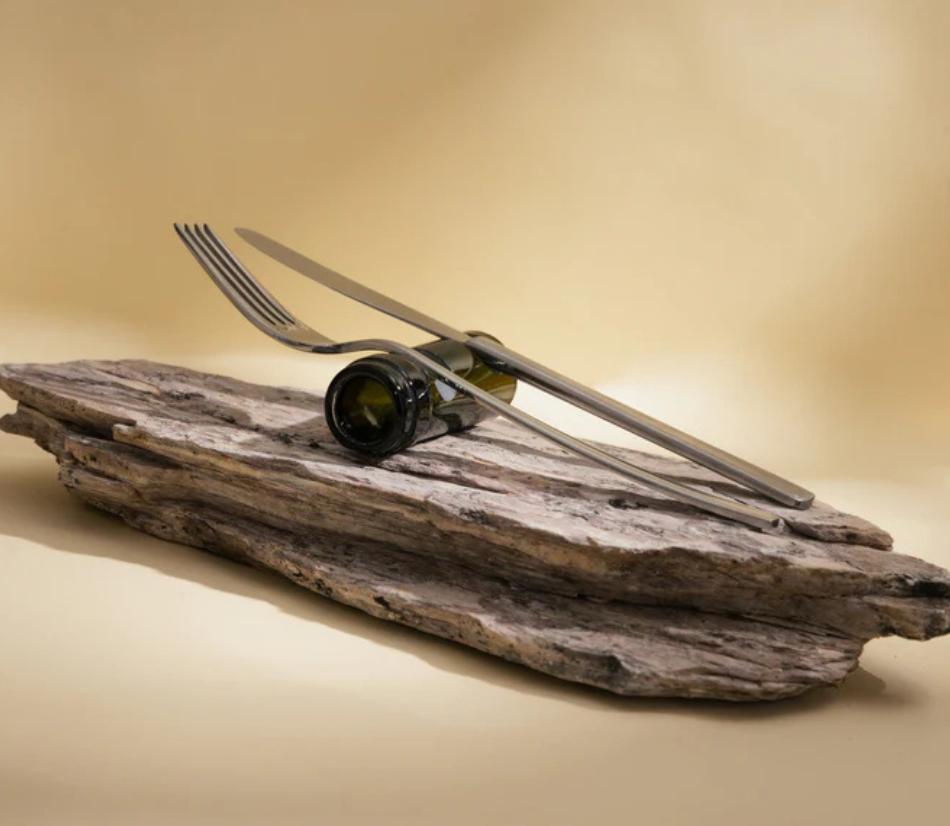 Poggia posate in vetro riciclato da bottiglie di vino