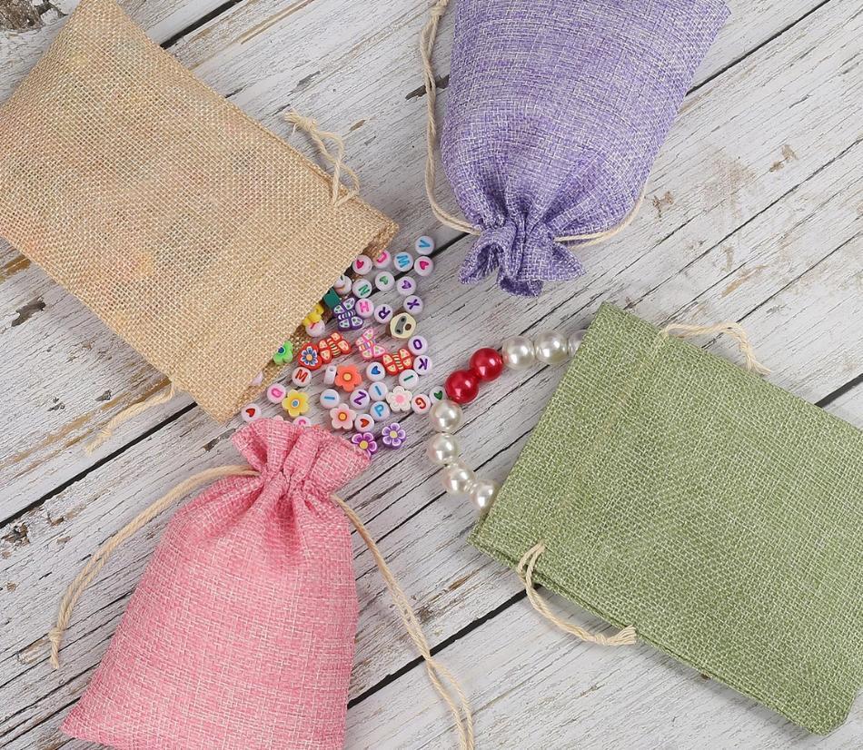 Sacchetti di juta 24 pezzi sacchi juta lino con coulisse (4 colori)