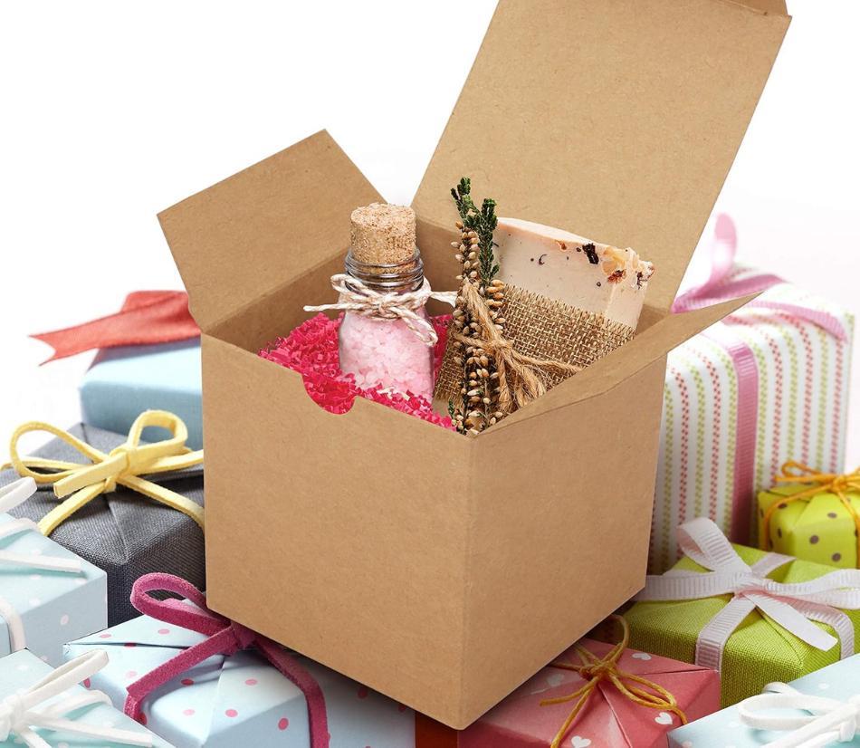 Scatola kraft regalo marrone (set da 50) – scatola di cartone da 7,5 x 7,5 x 7,5 cm