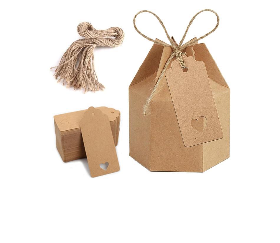 Scatole bomboniere regalo, 50 pezzi scatole carta esagonale
