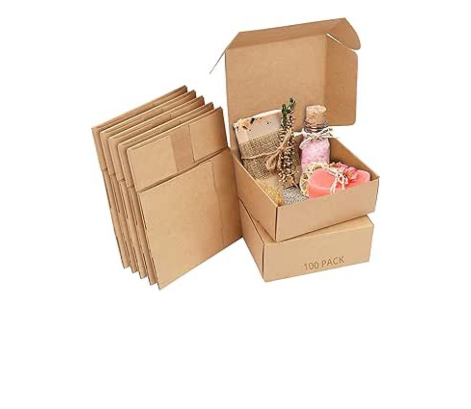 Scatoline carta kraft marroni (100pz) scatola regalo con coperchio 12x 12x 5cm