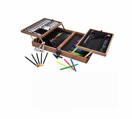 Set pittura e disegno - Valigetta in legno con 127 articoli