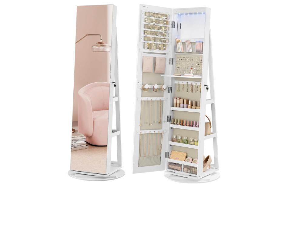 Specchio a figura intera con all'interno un armadio portagioie con luci - Colori assortiti