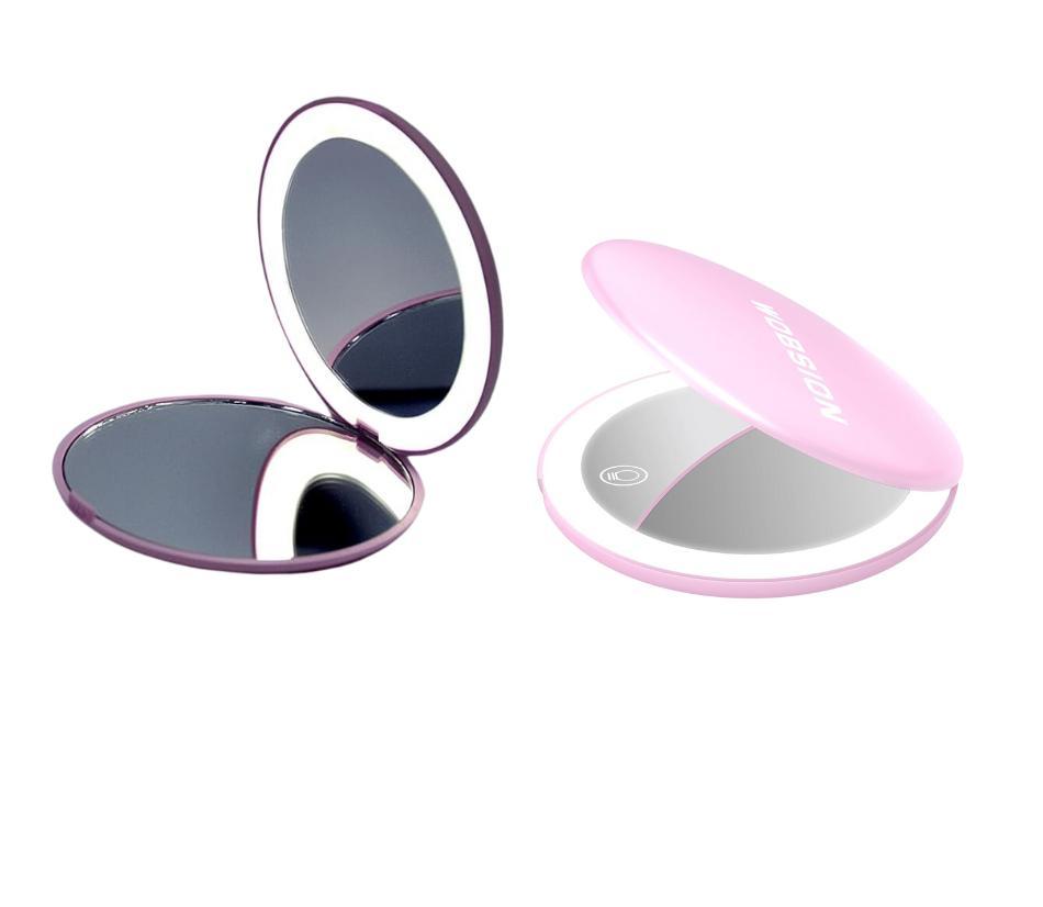 Specchio compatto da borsa con luce a led - Colori assortiti