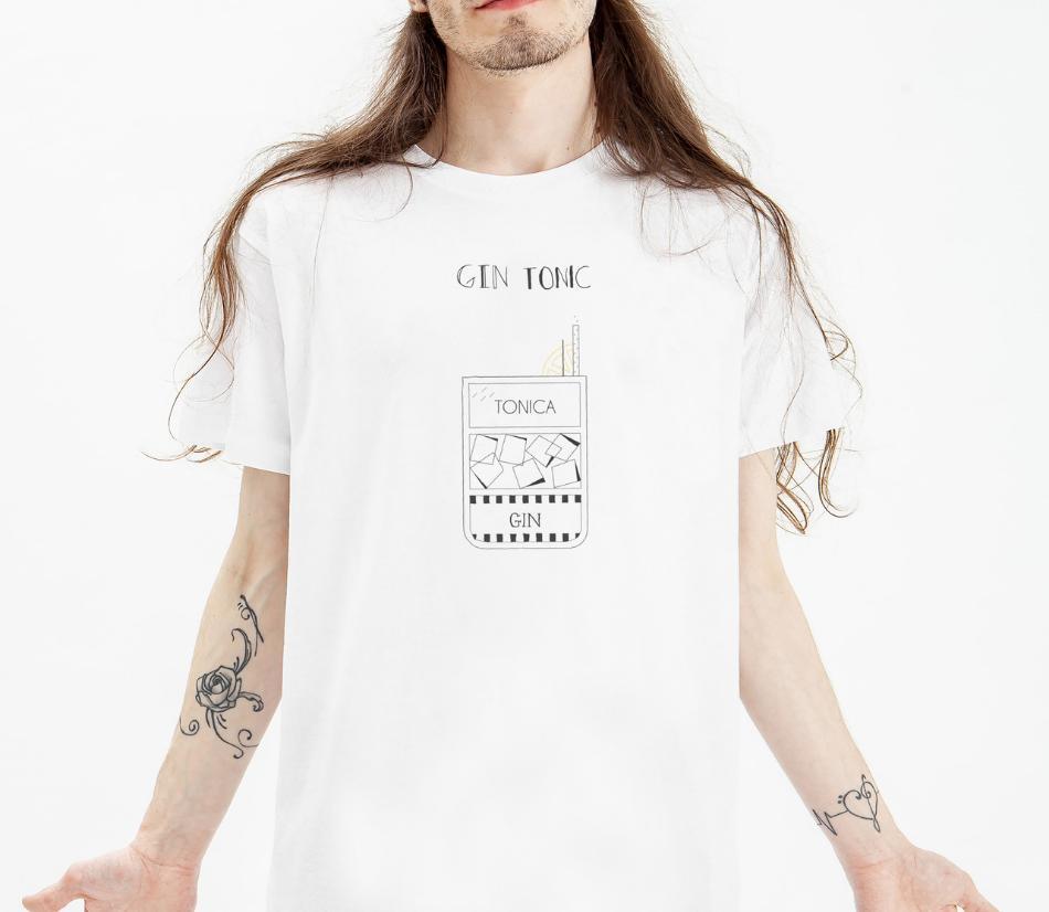 T-shirt in cotone organico con Cocktail illustrati – Drink & Cocktail assortiti