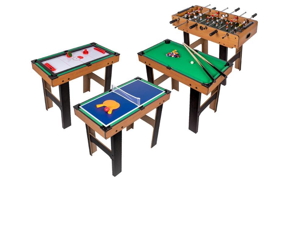 Tavolo multigame 4 in 1: biliardo, ping pong, hockey e biliardino