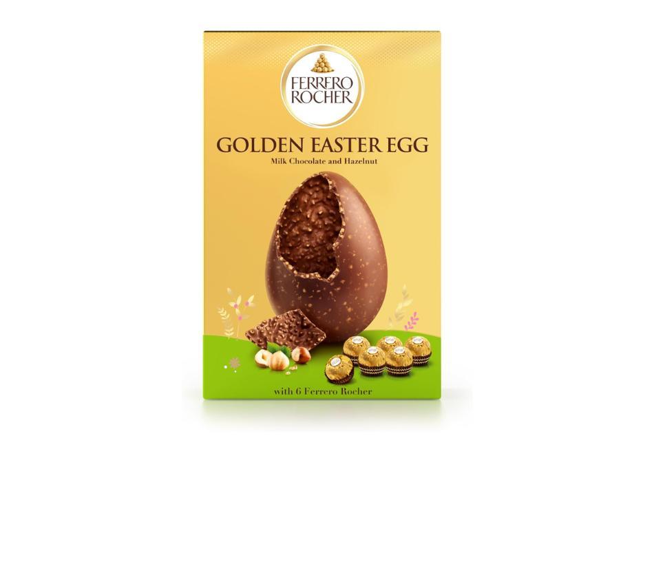 Uovo di Pasqua 250g con cioccolato al latte con nocciole - Con 6 Ferrero Rocher inclusi
